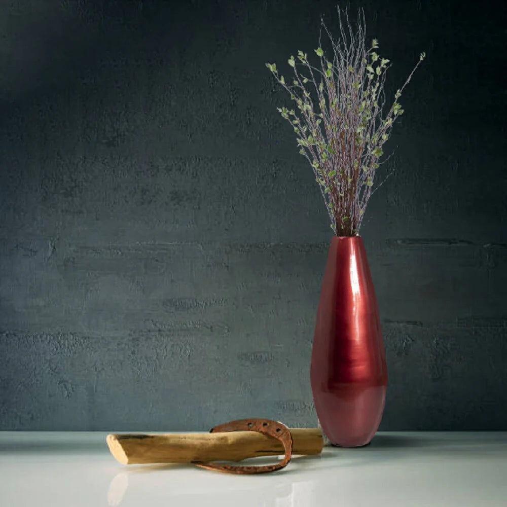 31.5" Spun Bamboo Tall Floor Vase - Sleek Matte Finish, Elegant Home Decoration, Modern Accent Piece, Living Room Decor