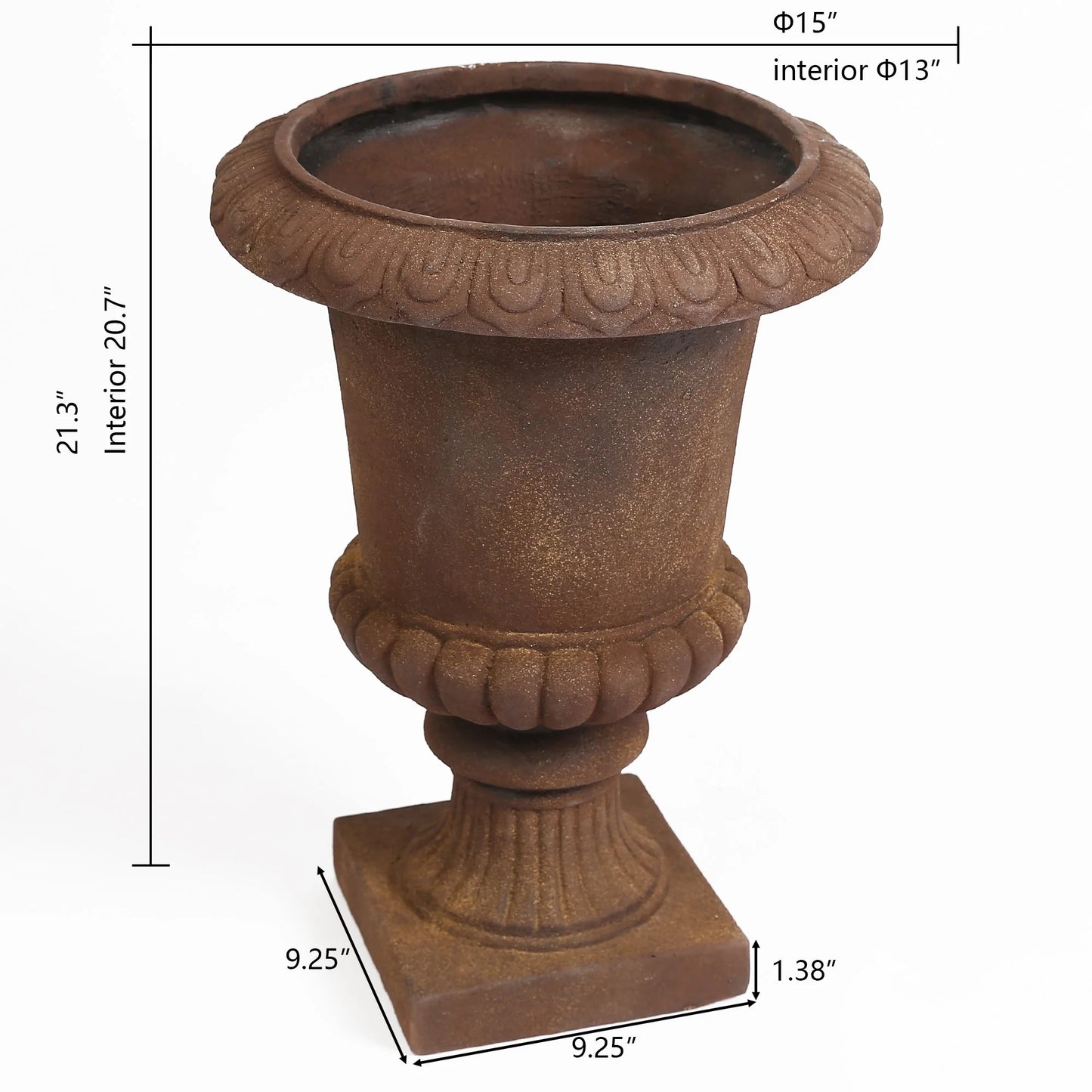 21.3" H Handmade Rustic Brown Fiber Stone Tall Urn Planter Pots - 21.3" H