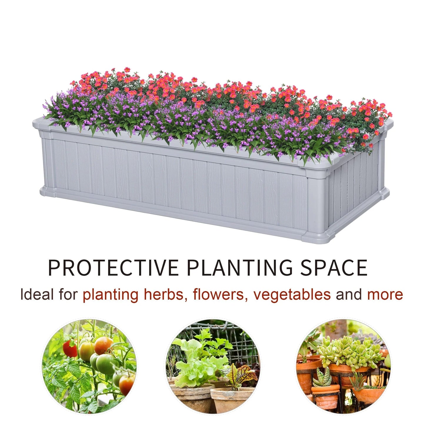 Outsunny 4' x 2' x 1' Raise Garden Bed, Planter Box for Flowers, Herbs Outdoor Backyard with Easy Assembly