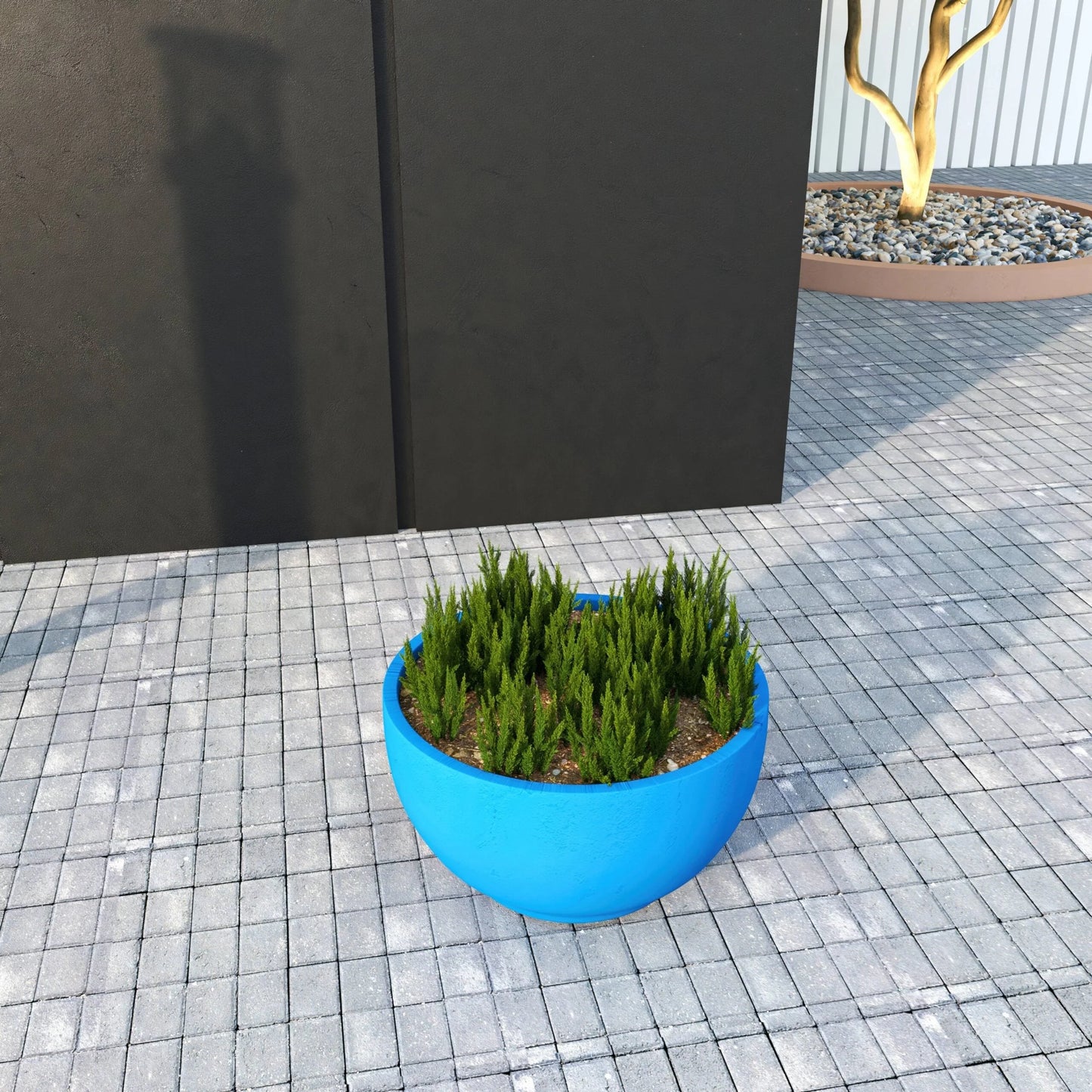 Grove Modern Round Fiberstone and MgO Clay Plant Pot with Drainage Holes for Indoor & Outdoor Home Office Yard Patio Decor