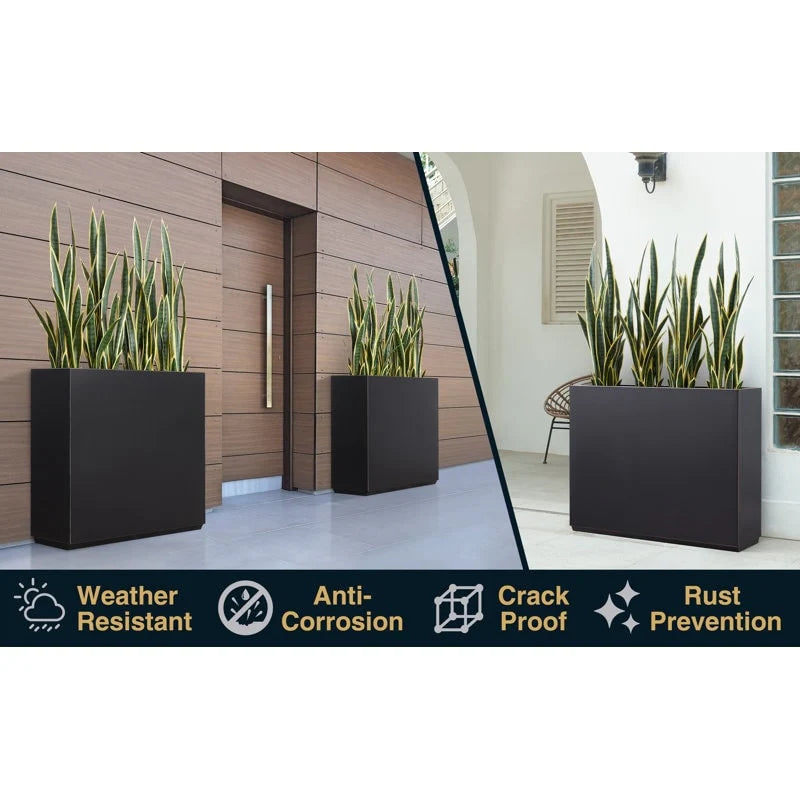Metallic Heavy Planter for Outdoor Plants, 38Lx10Wx30H Inches Tall and Long Metal Divider Planter Box - 38"x30"x10"