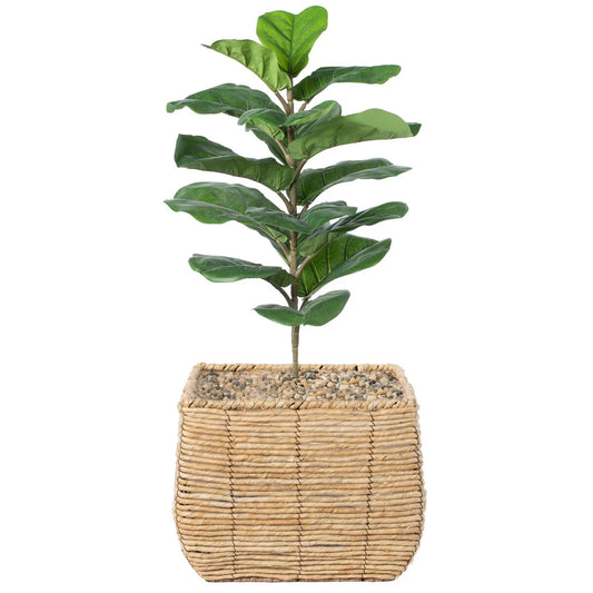 Woven Square Flower Pot Planter with Leak-Proof Plastic Lining
