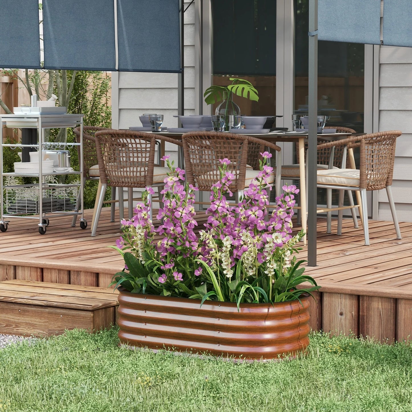 Outsunny 3.4' x 2' x 1' Galvanized Raised Garden Bed Kit, Outdoor Metal Elevated Planter Box with Safety Edging