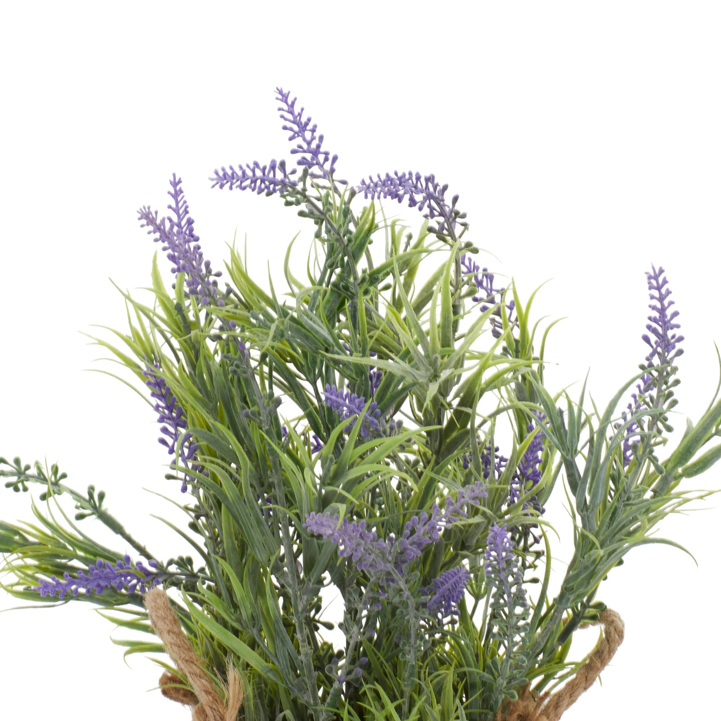 Faux Foliage English Lavender Artificial Plant with Realistic Leaves and Gray Metal Pot - Green - Roche River Decor