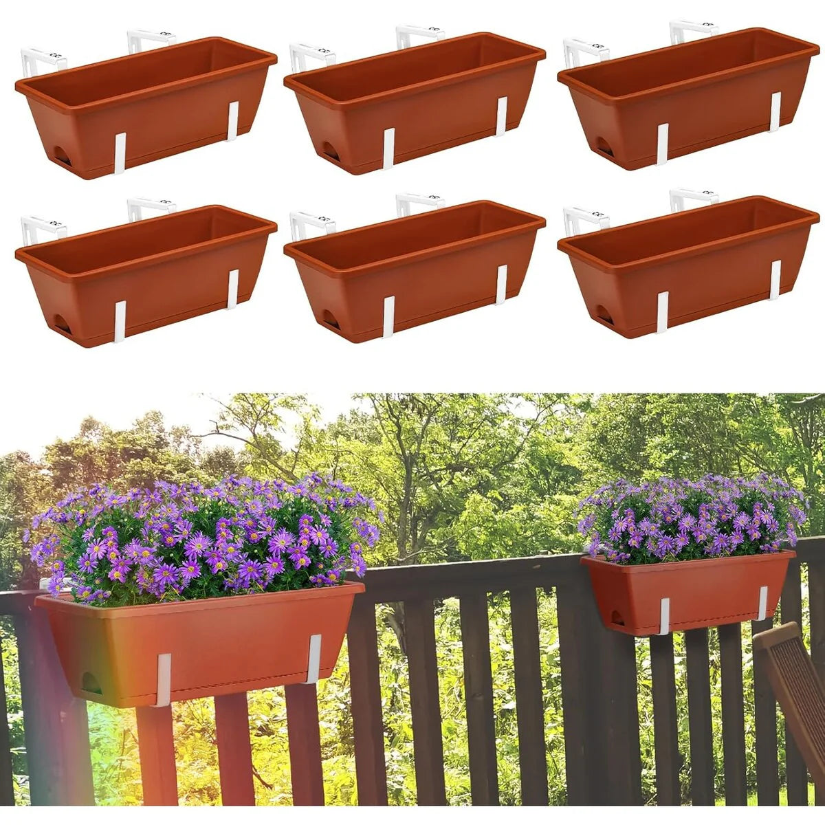 16.9 Inch Balcony Railing Planter Box