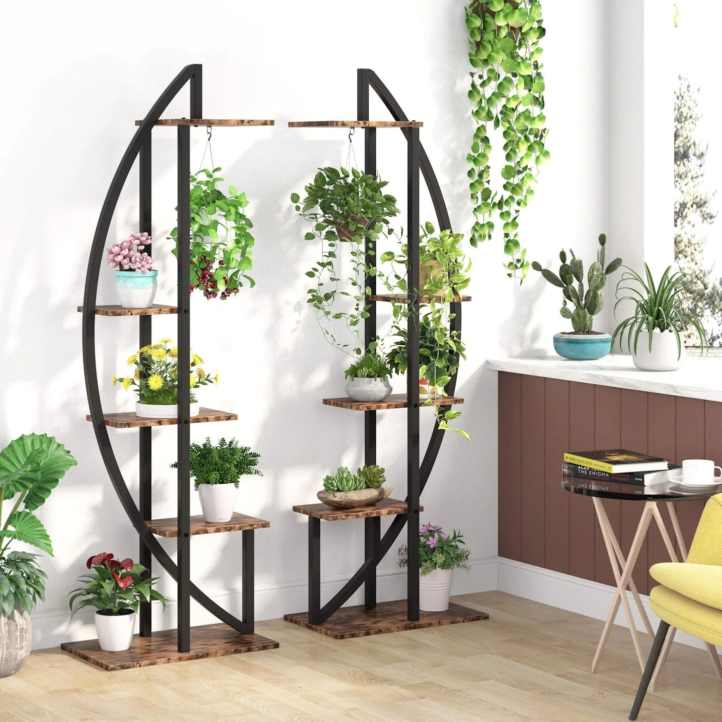 Metal/ MDF 5-tier Curved Plant Stand (Set of 2)
