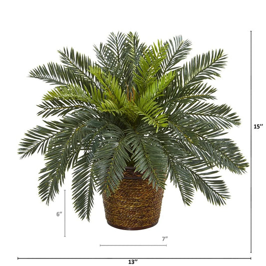 15" Cycas Artificial Plant in Basket