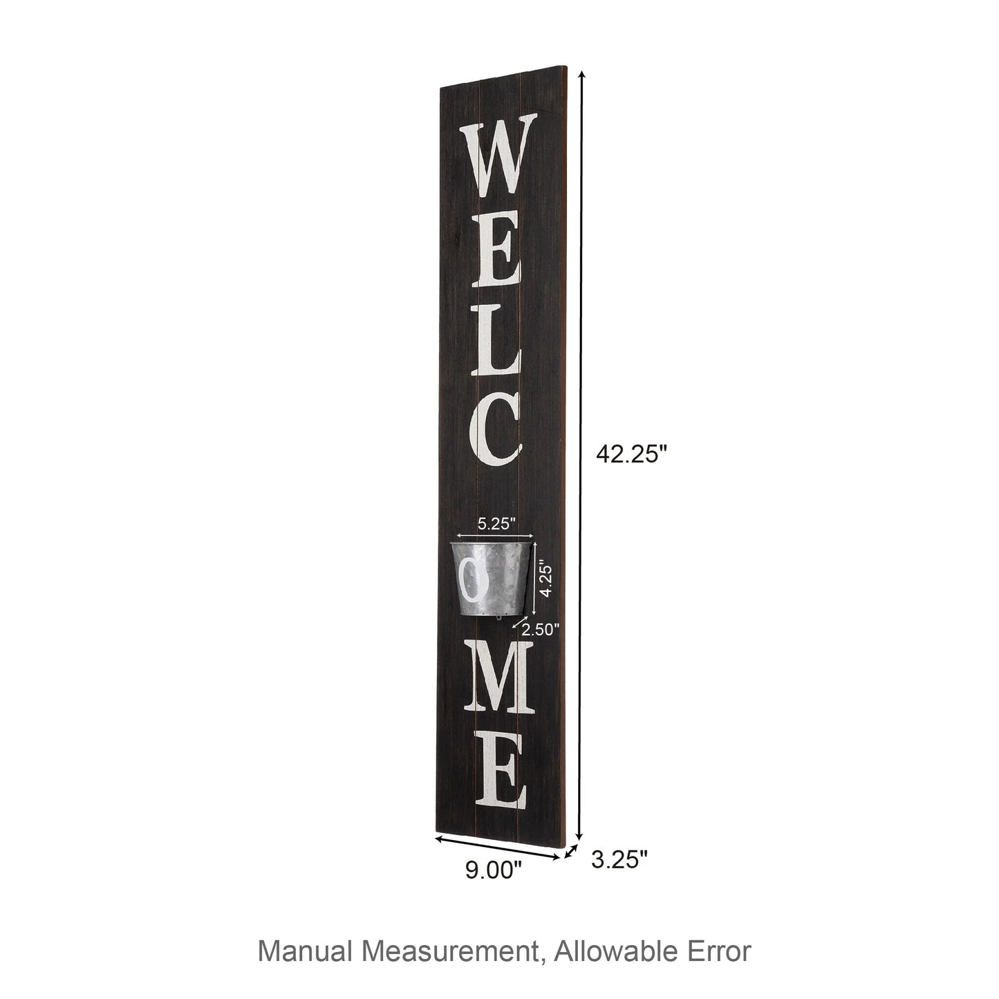 Glitzhome 42-inch Wooden Welcome Porch Sign Wall Decor with Metal Planter