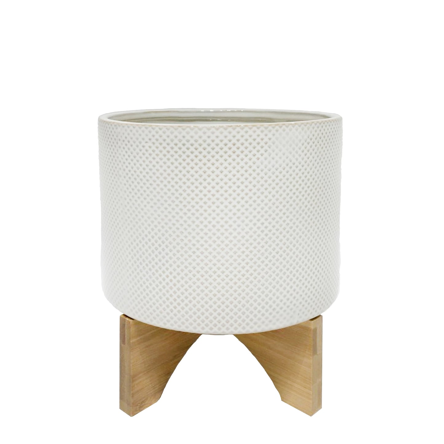 Sagebrook Home Modern Textured Ceramic Planter with Stand Indoor Outdoor