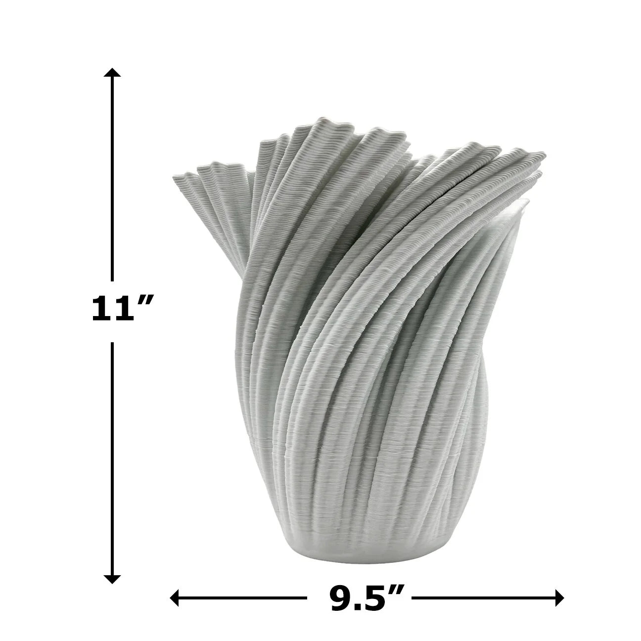 11 Inch Tall White Ceramic Vase