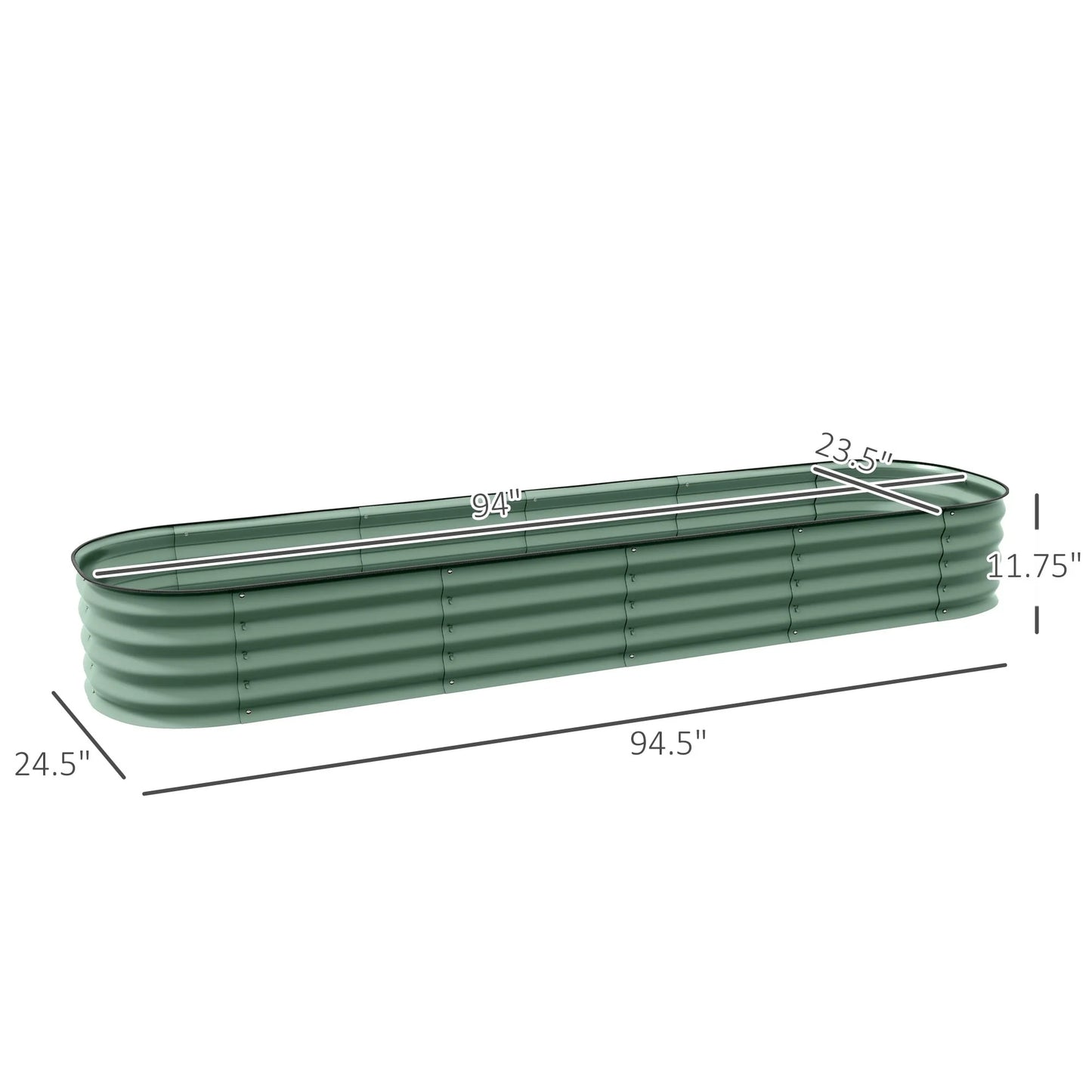 Outsunny 7.9' x 2' x 1' Galvanized Raised Garden Bed Kit, Outdoor Metal Elevated Planter Box with Safety Edging