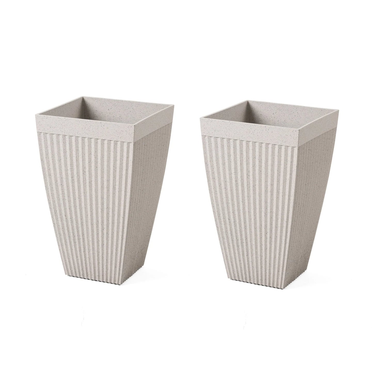 Glitzhome Oversized Eco-Friendly PE Tall Planter Porch Flowerpot (Set of 2)
