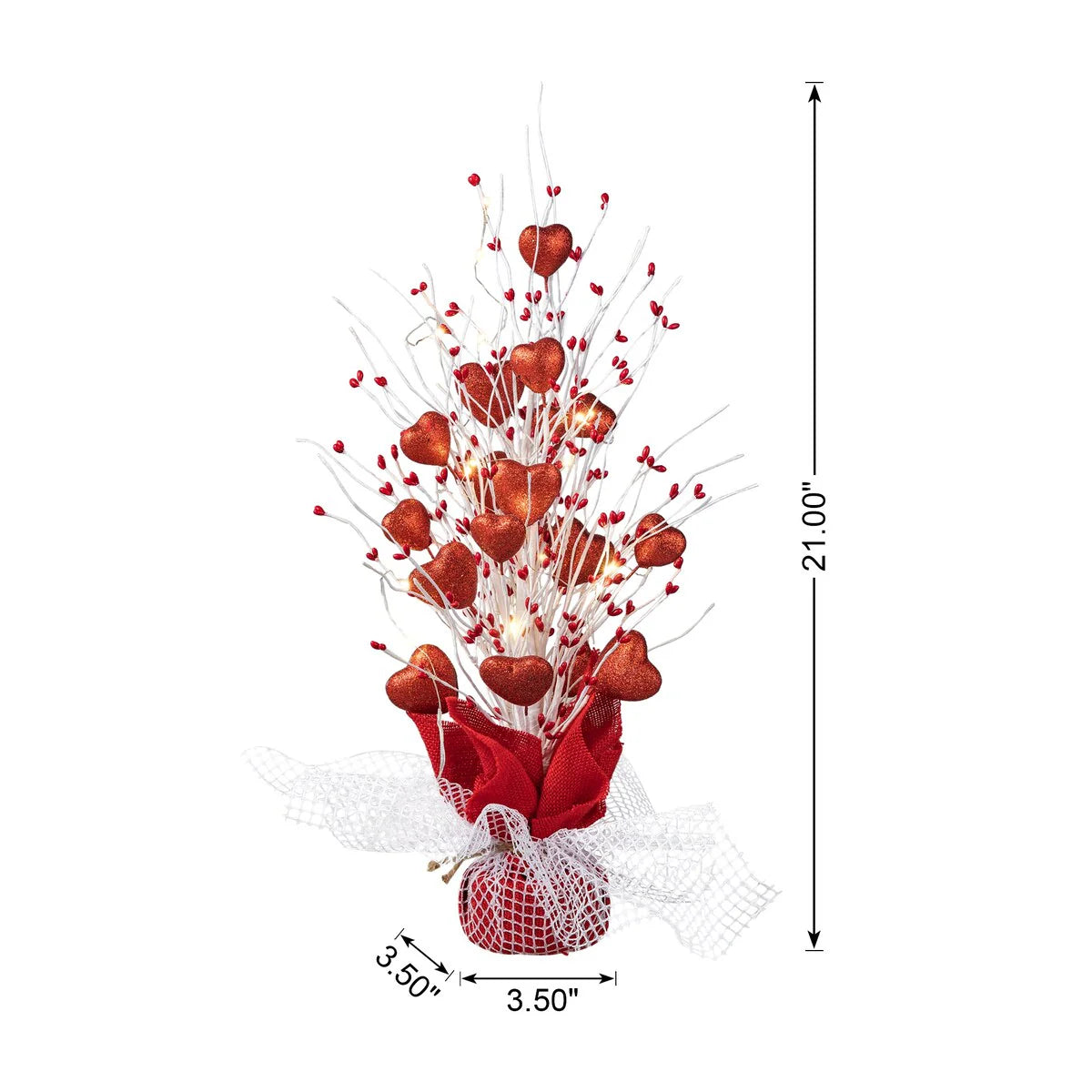 Glitzhome Heart Berry & Fleur-de-Lis Tree Valentine's & Mardi Gras Tree
