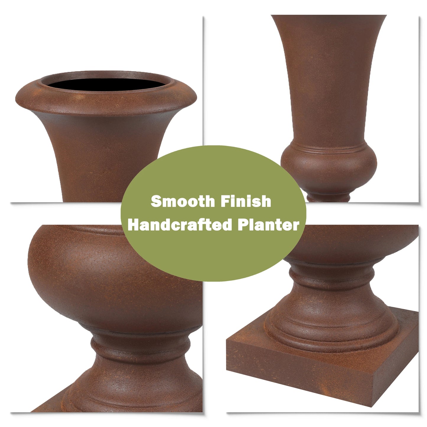 22.75" H Handmade Fiber Stone Tall Urn Planter Pot