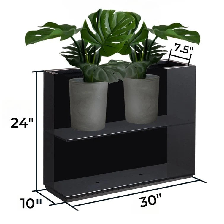 Metallic Heavy Planter for Outdoor Plants, 24.02" H x 30" W x 9.84" D	Tall and Long Metal Divider Planter Box