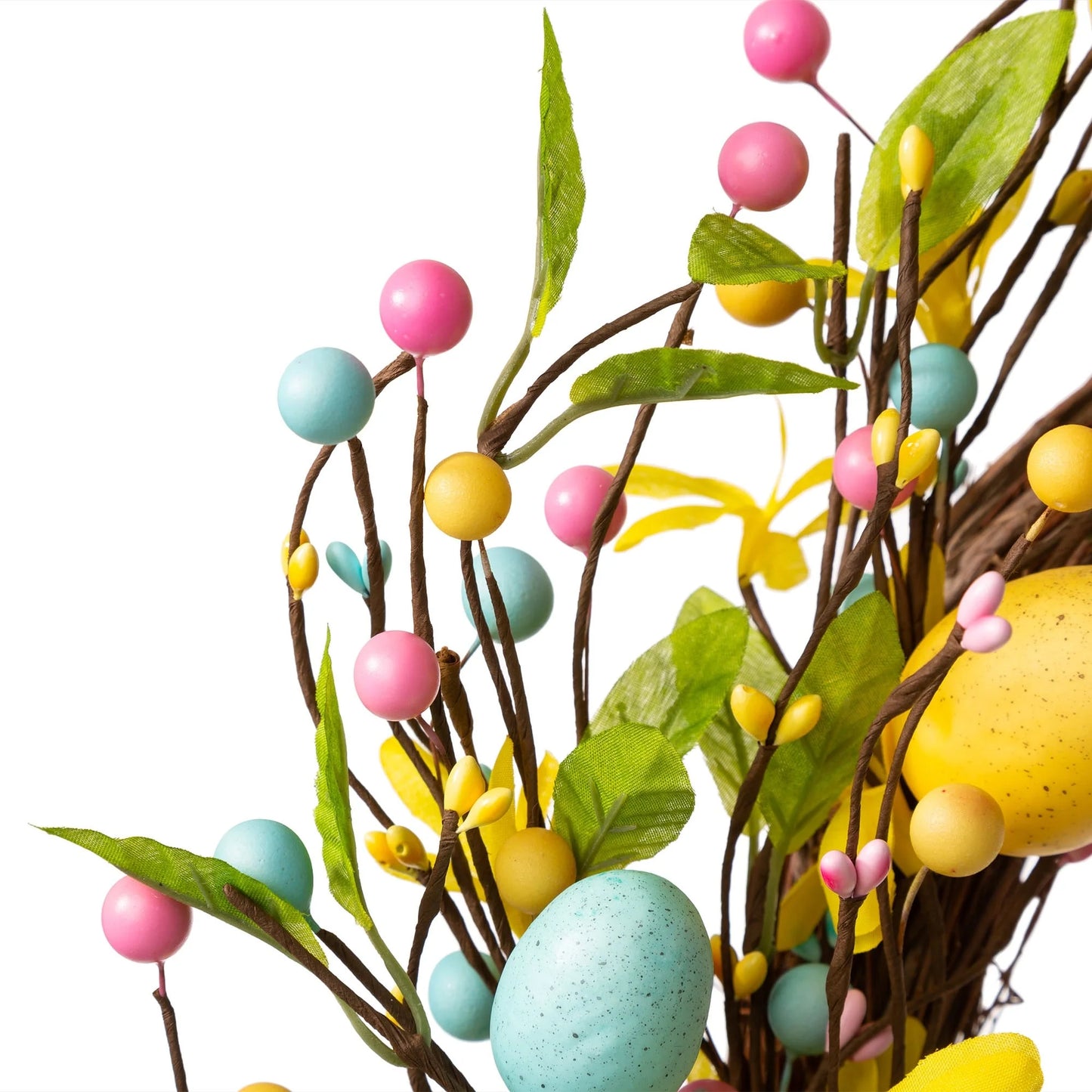 Glitzhome 22"D Artificial Easter Spring Eggs Berries Wreath for Front Door Wall Decor
