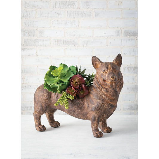 Sullivans Corgi Planter 16"H Brown - 18"L x 7"W x 16"H