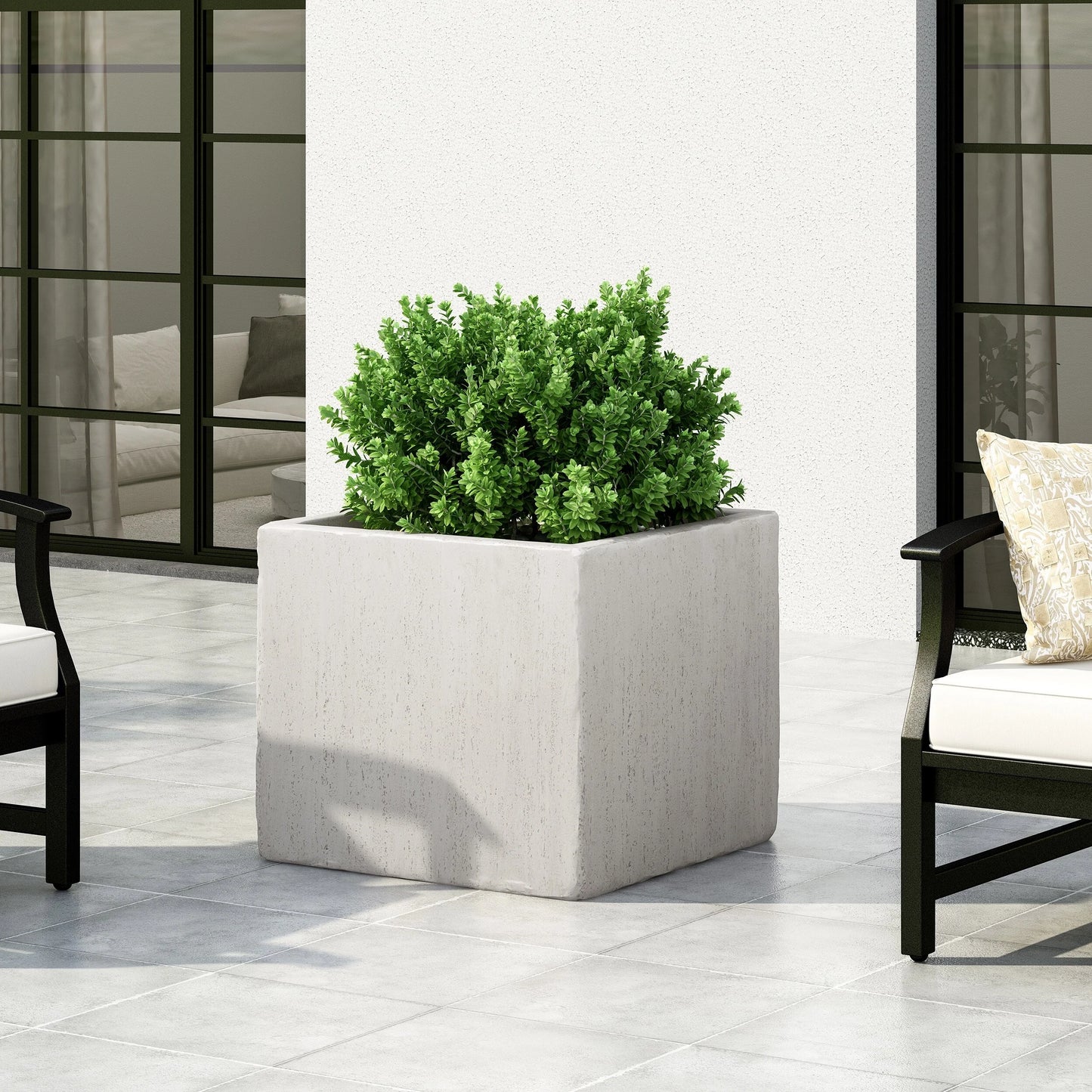 Ella Outdoor Cast Stone Square Planter by Christopher Knight Home