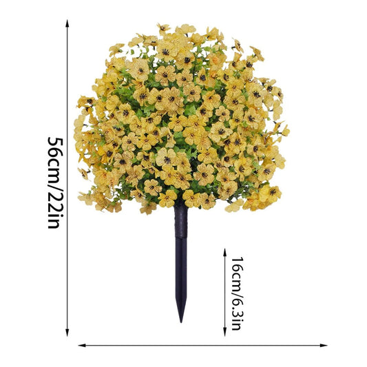 2FT Artificial Trees With Ground Spike 2 Pack, Weather-Resistant Faux Shrubs Bushes Potted Plants With Flowers Outdoor