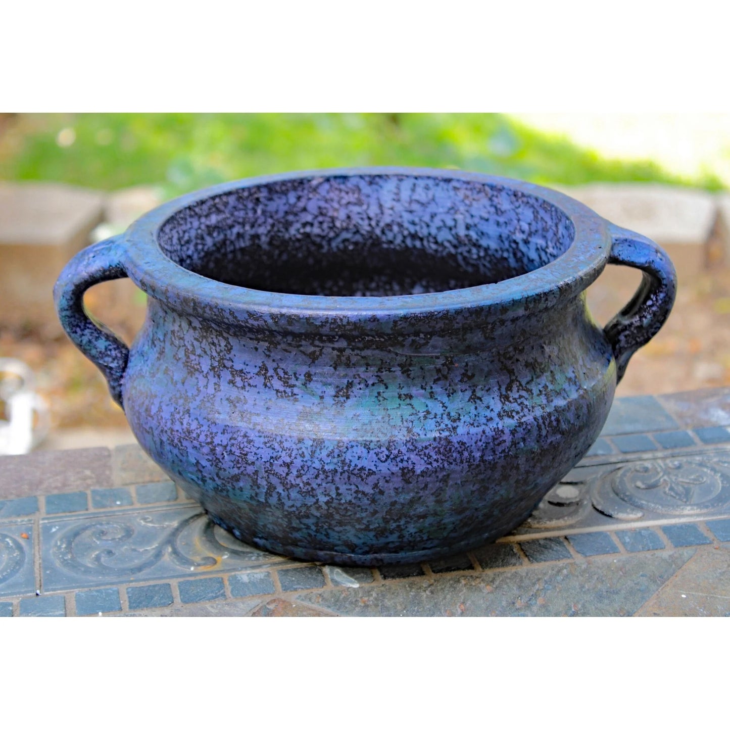 Egyptian Era Terracotta Planter in Blue,Green, Red, Purple in 2 sizes