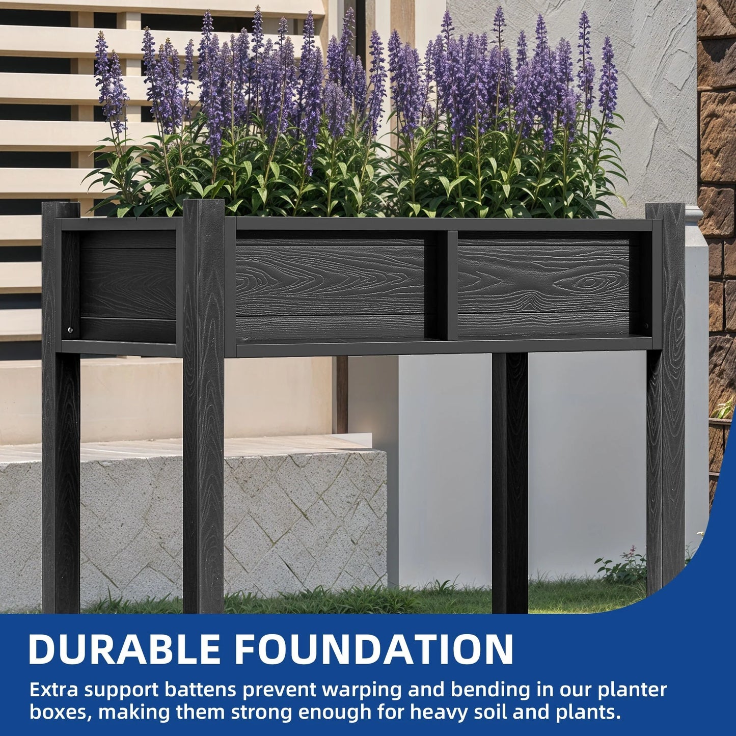 Moasis Poly Wood Raised Garden Bed Planter Box Stand for Backyard Patio Balcony