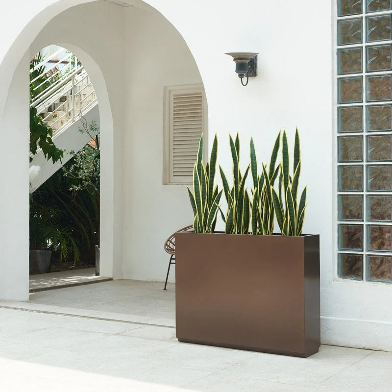 Metallic Heavy Planter for Outdoor Plants, 38Lx10Wx30H Inches Tall and Long Metal Divider Planter Box - 38"x30"x10"