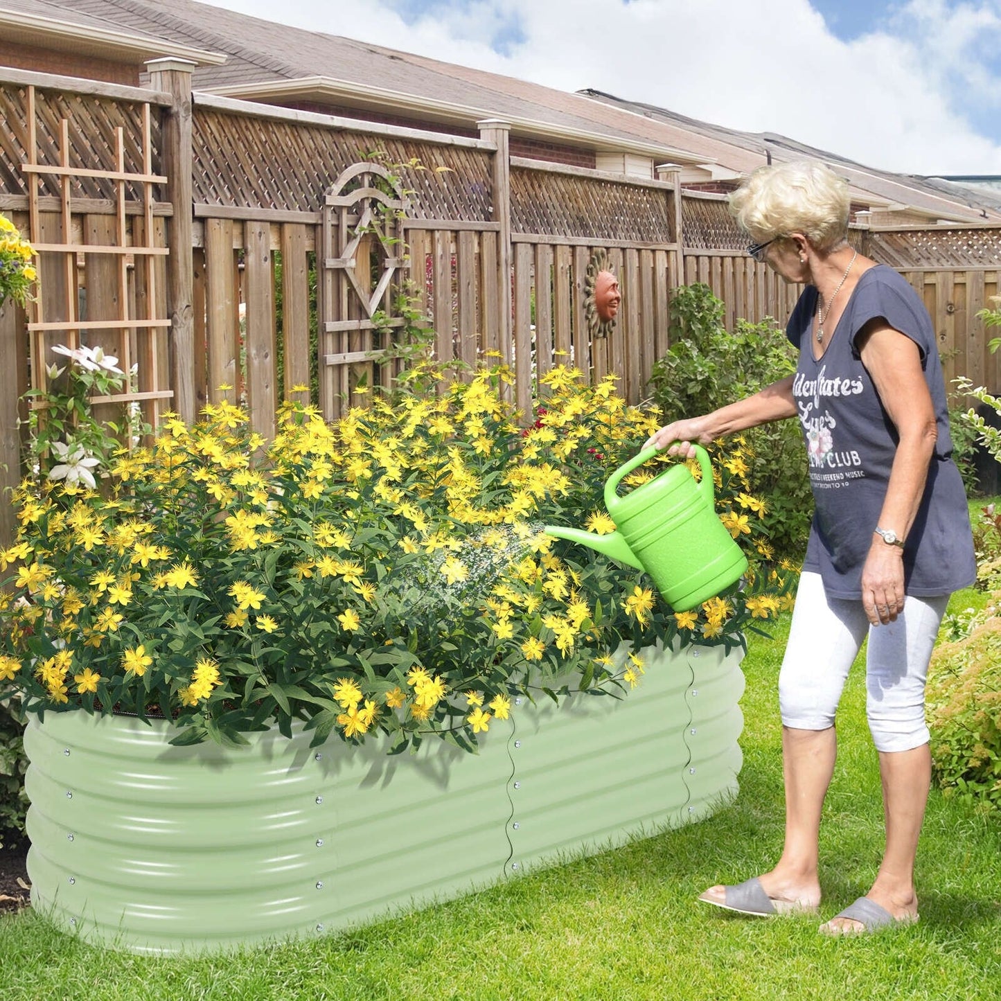Aoodor 4 in 1 Modular Aluzinc Metal Raised Garden Bed - Outdoor Garden Planter Box for Vegetable, Flower, Herb - N/A