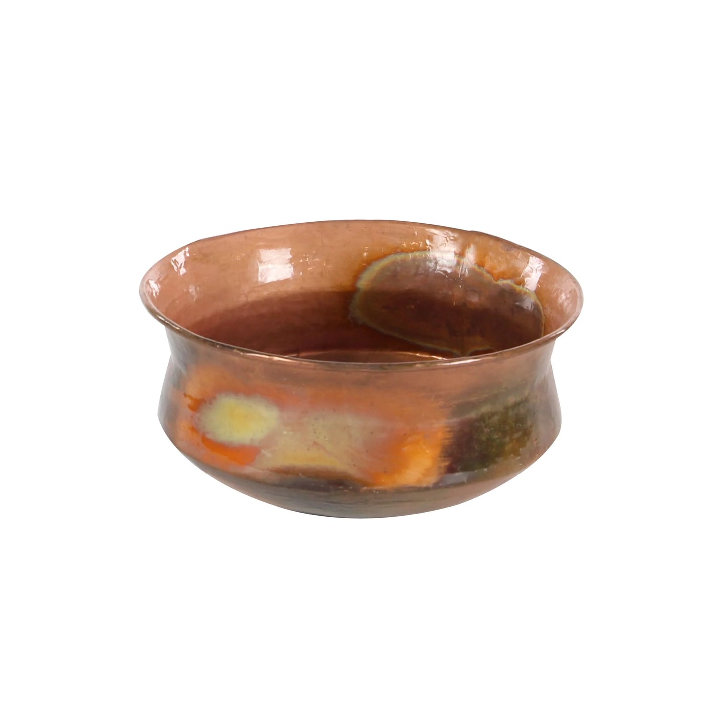 Metal Wide Weathered Low Bowl Planter - Set of 4 Copper - Roche River Decor - 22"W x 22"L x 7"H