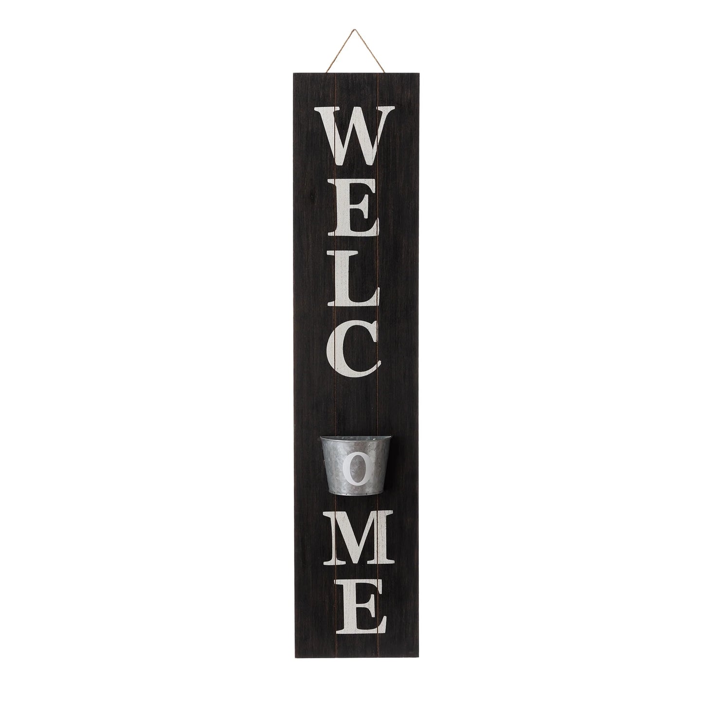 Glitzhome 42-inch Wooden Welcome Porch Sign Wall Decor with Metal Planter