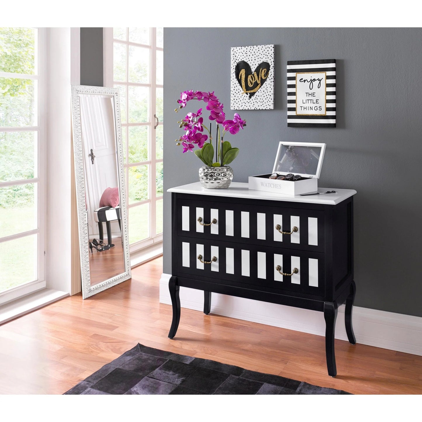 Artificial Orchid Phalaenopsis Plant Including Metallic Vase, 24"