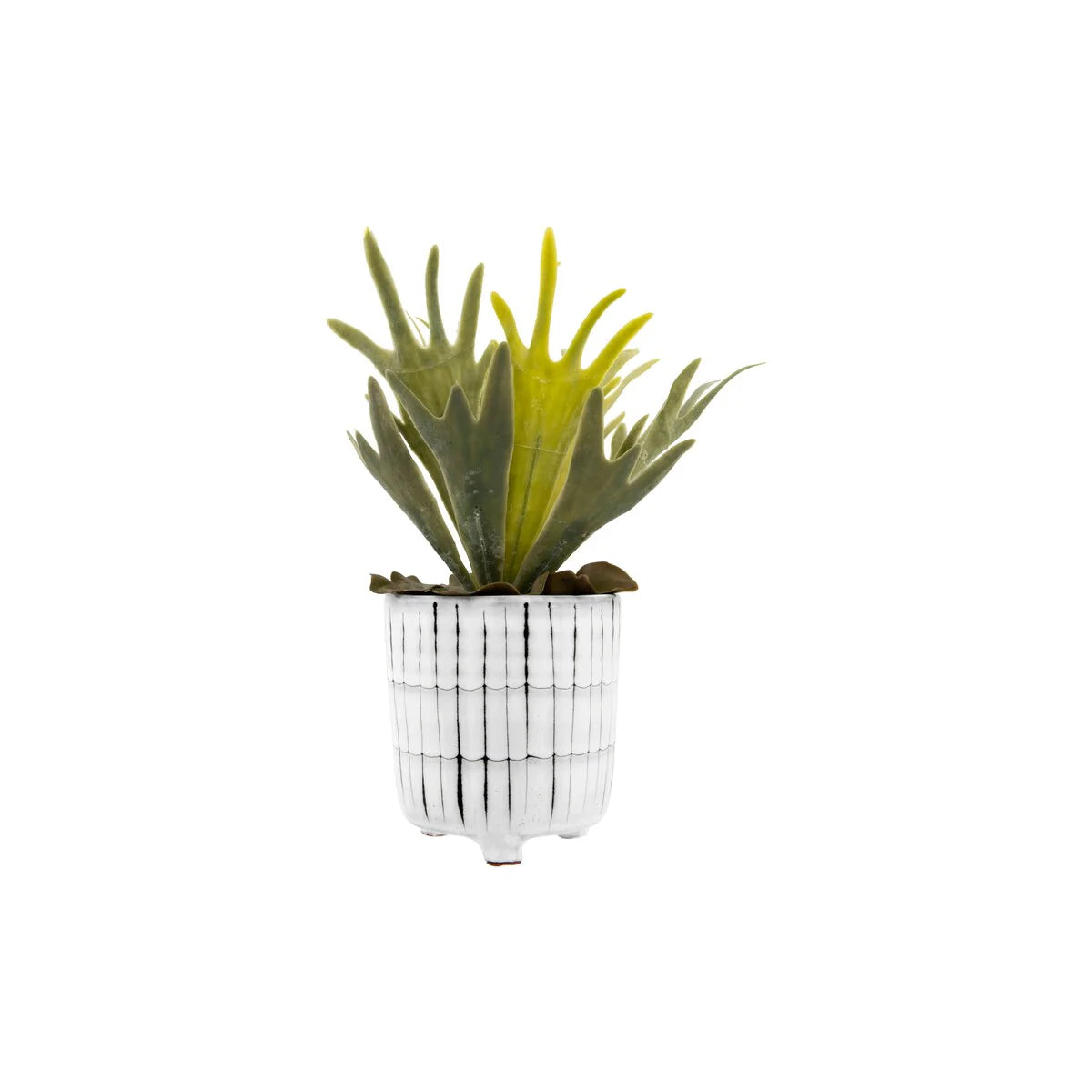 White & Black Terracotta Footed Planter