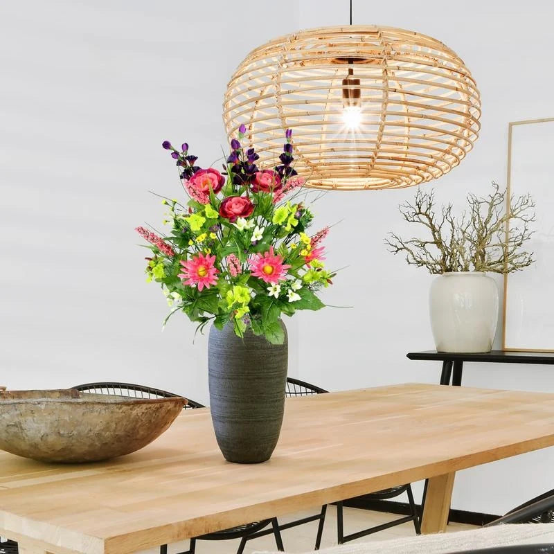 Artificial Silk Dahlia, Morning Glory, and Ranunculus 30-stem Bush