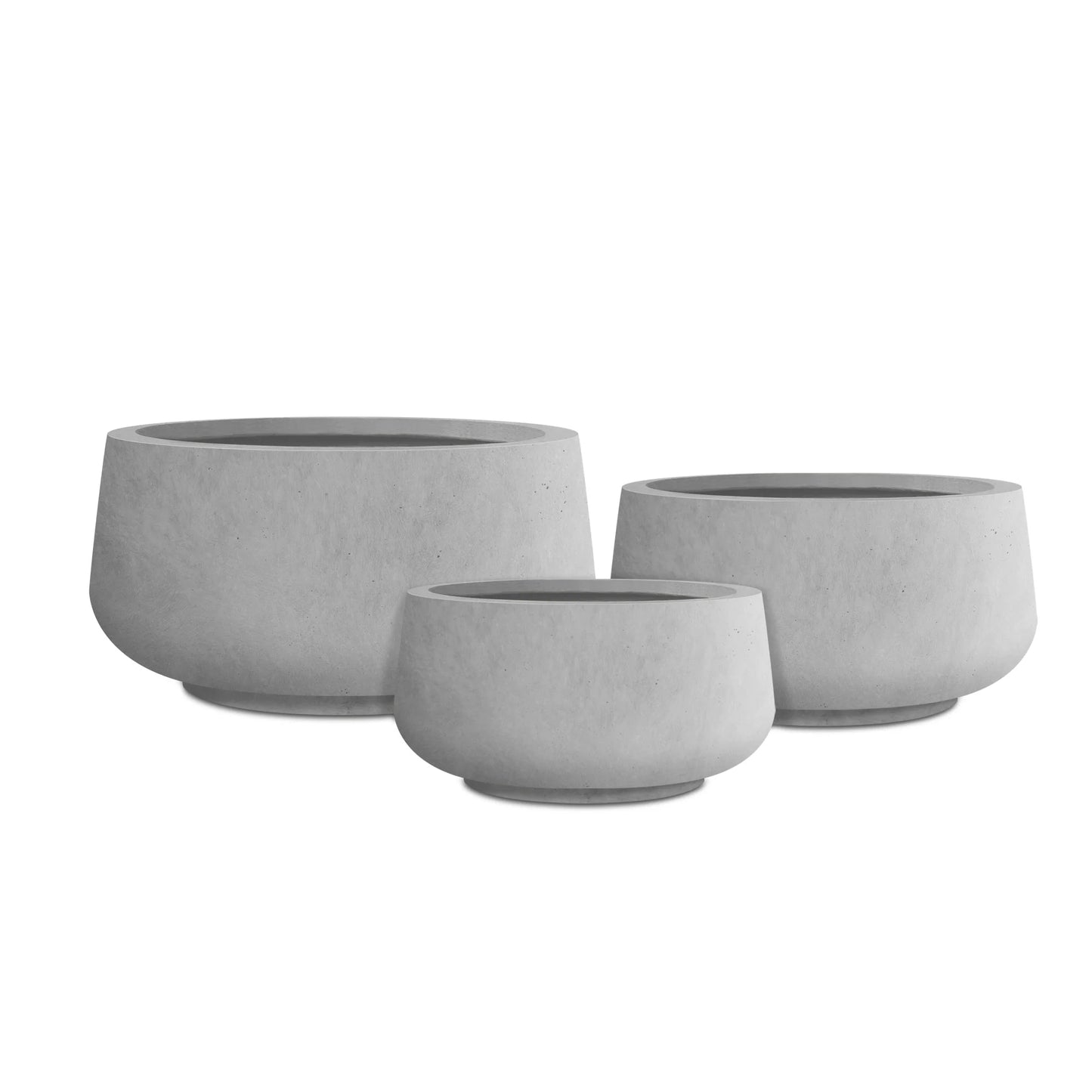 Kante 21.6", 16.9", 12.5"W Round White Concrete Planters (Set of 3), Outdoor/Indoor