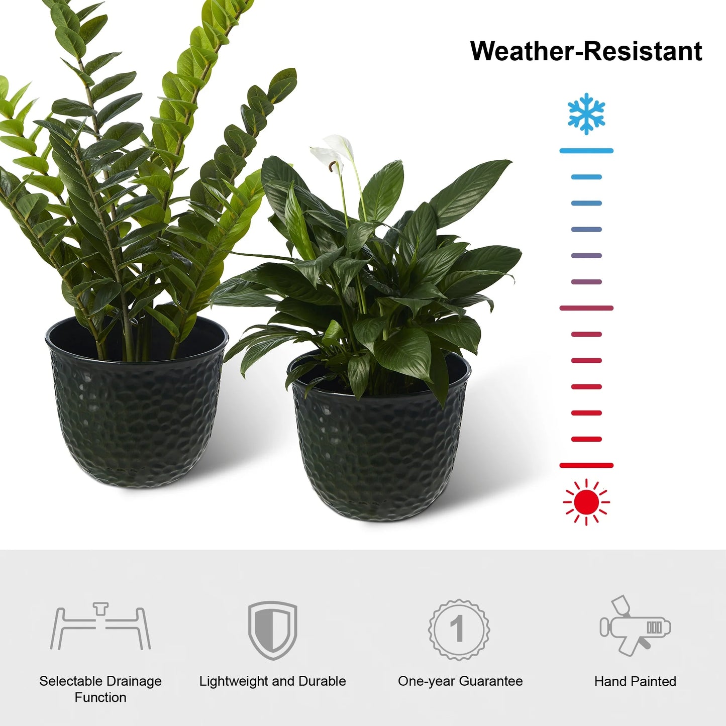 Glitzhome 19.75" H Eco-Friendly Oversized Faux Ceramic Diamond Textured Tall Planter Porch Flowerpot (Set of 2)