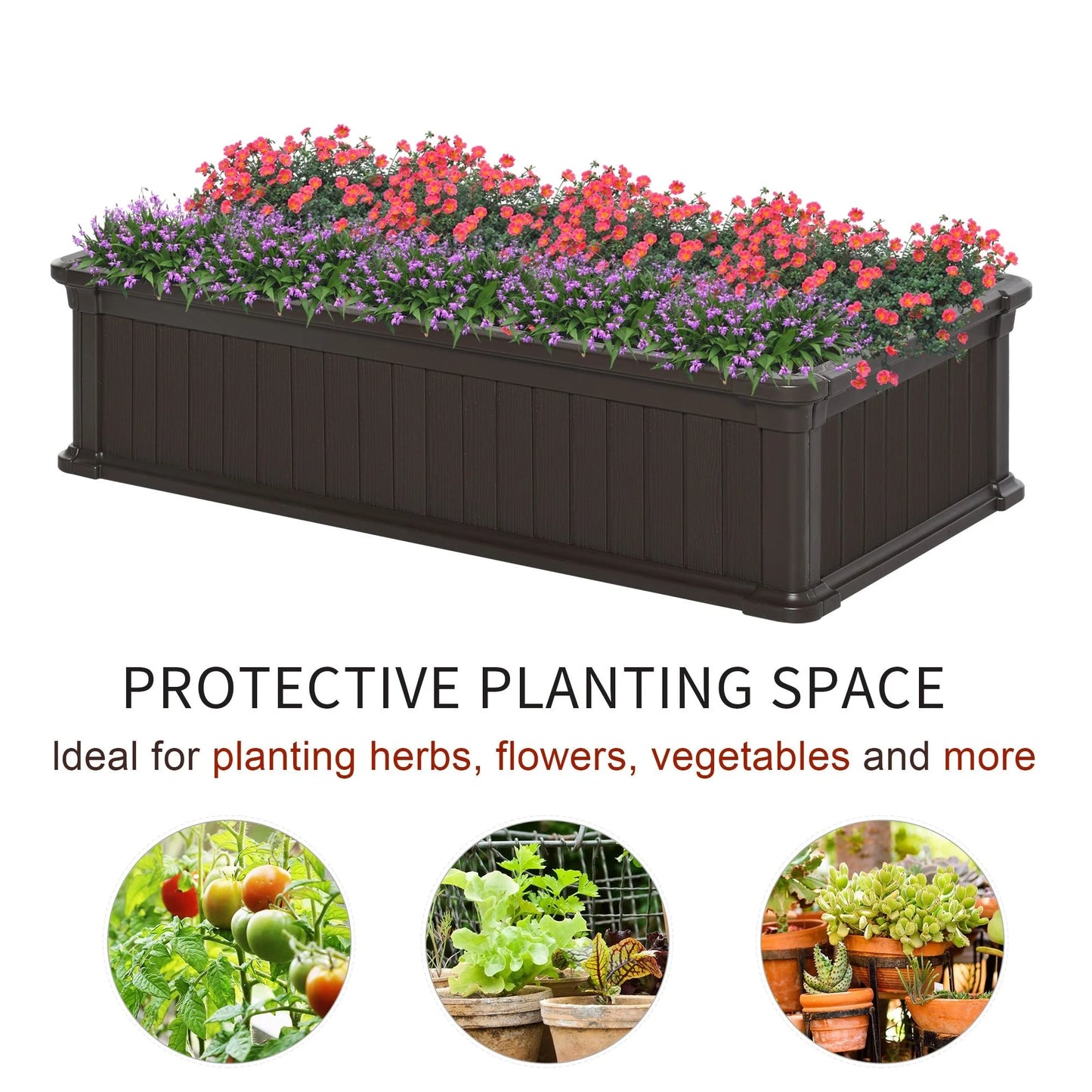 Outsunny 4' x 2' x 1' Raise Garden Bed, Planter Box for Flowers, Herbs Outdoor Backyard with Easy Assembly