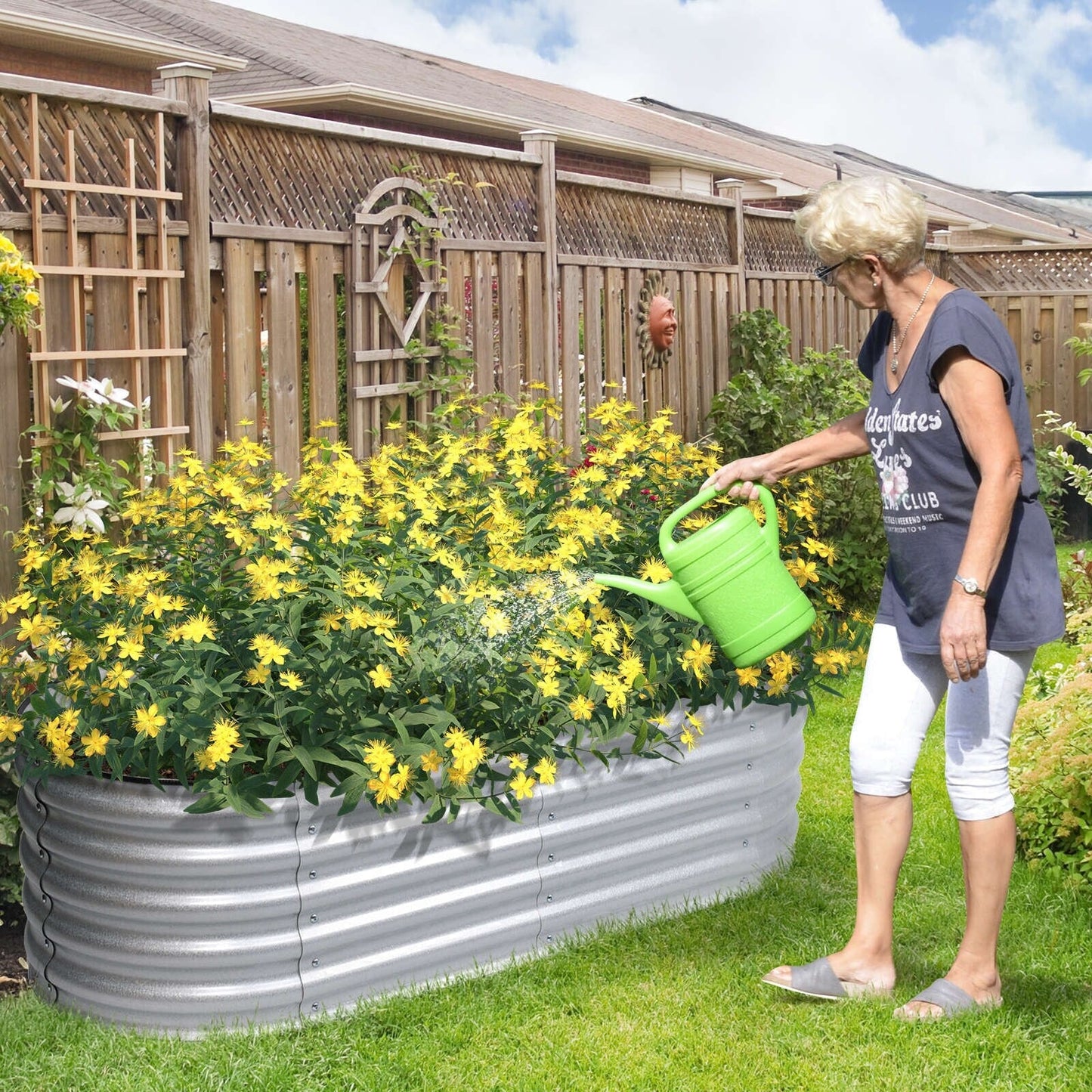 Aoodor 4 in 1 Modular Aluzinc Metal Raised Garden Bed - Outdoor Garden Planter Box for Vegetable, Flower, Herb - N/A