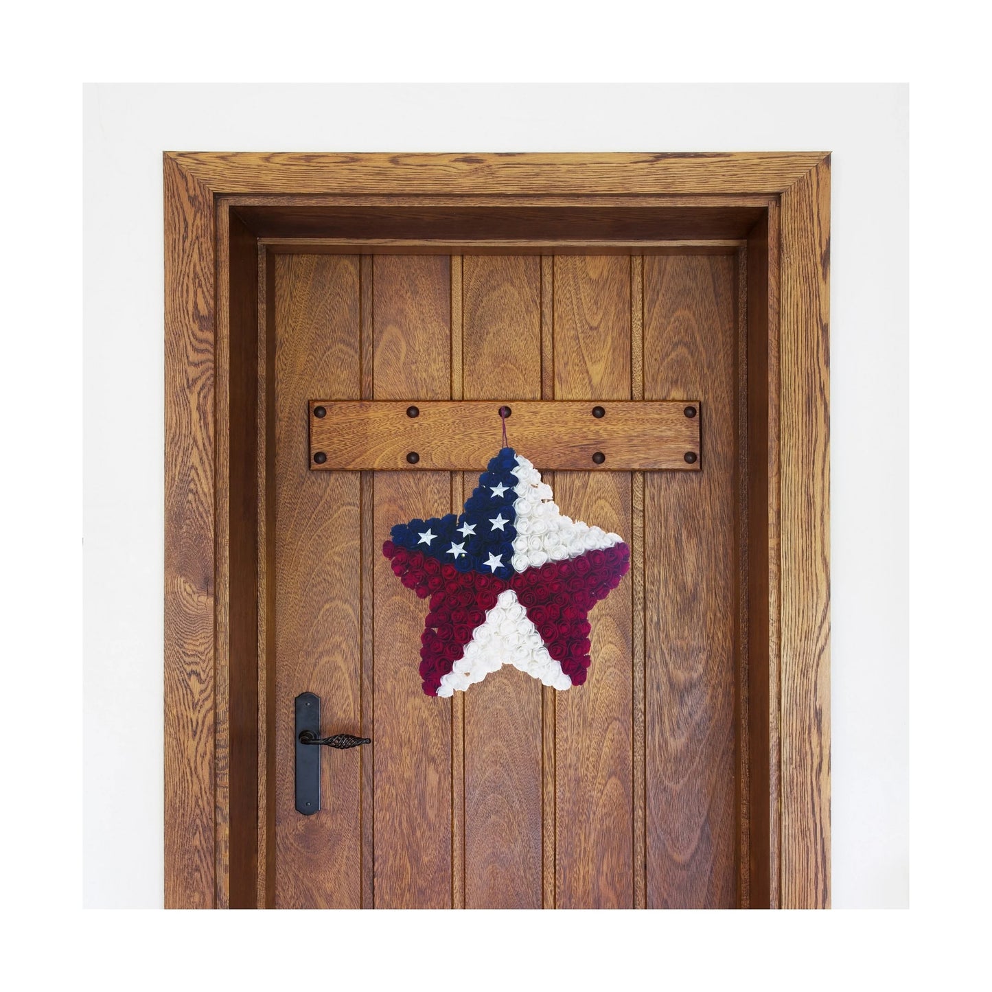 Transpac Floral 18 in. Patriotic Silk Rose Star Decor - Multi