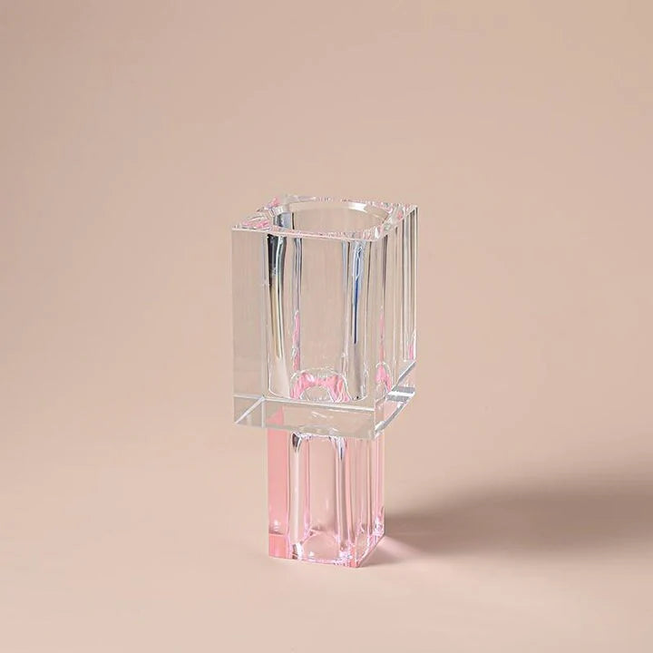Square Vase Crystal Colored Base