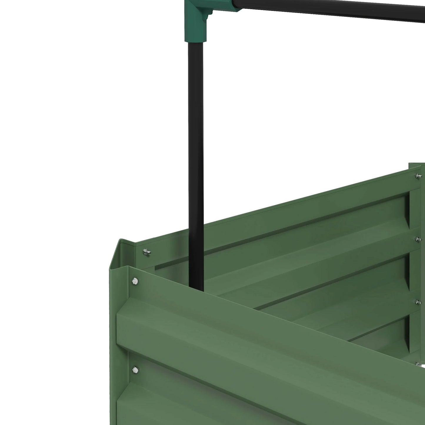 Outsunny Galvanized Raised Garden Bed, 24" x 24" x 11.75" Outdoor Planter Box with Trellis Tomato Cage and Open Bottom