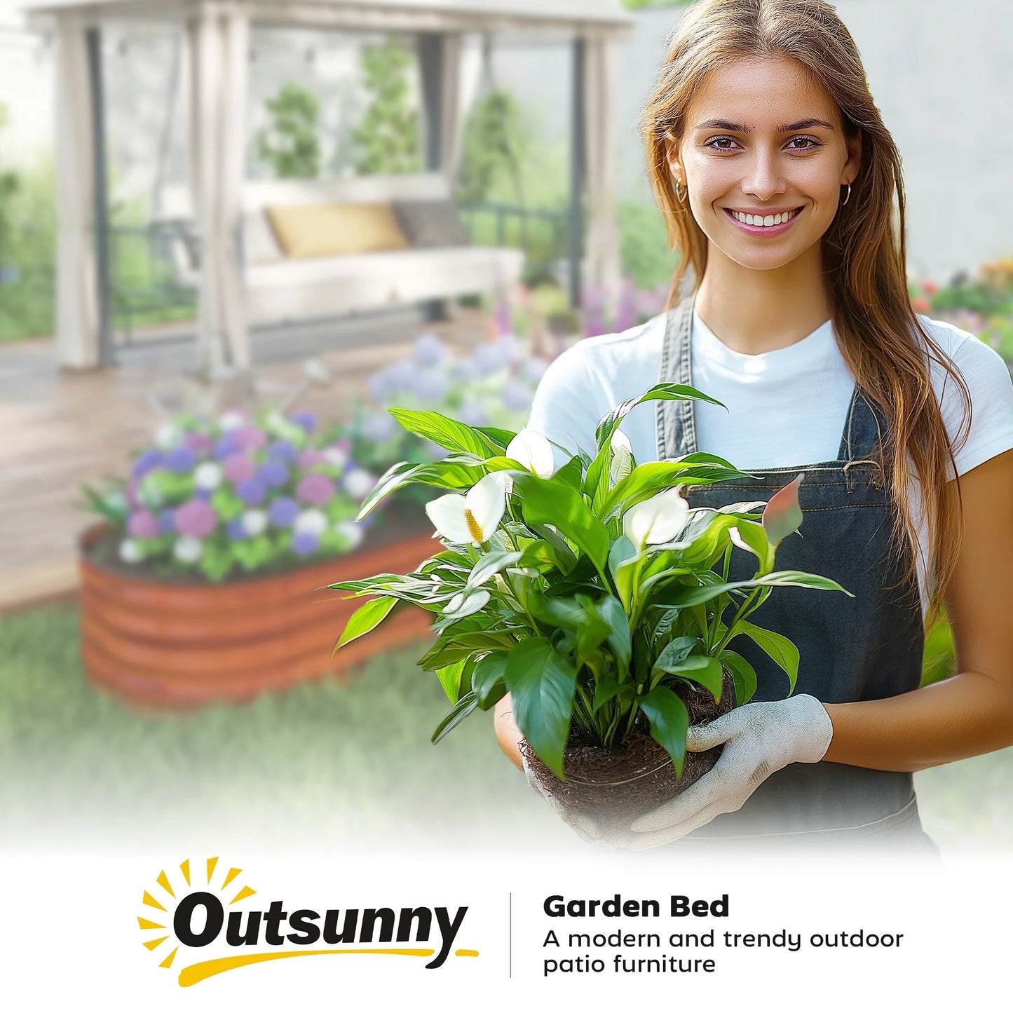 Outsunny 7.9' x 2' x 1' Galvanized Raised Garden Bed Kit, Outdoor Metal Elevated Planter Box with Safety Edging