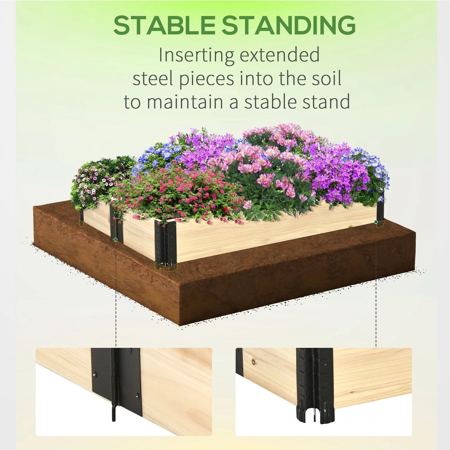 Outsunny 47'' x 31'' Raised Garden Bed Foldable Elevated Planter Box for Backyard, Patio to Grow Vegetables, Herbs, and Flowers