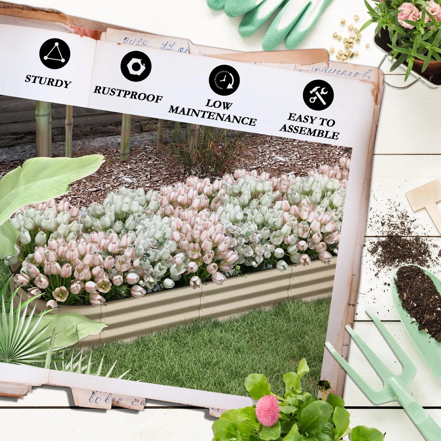 Outsunny 7.9' x 2' x 1' Galvanized Raised Garden Bed Kit, Outdoor Metal Elevated Planter Box with Safety Edging