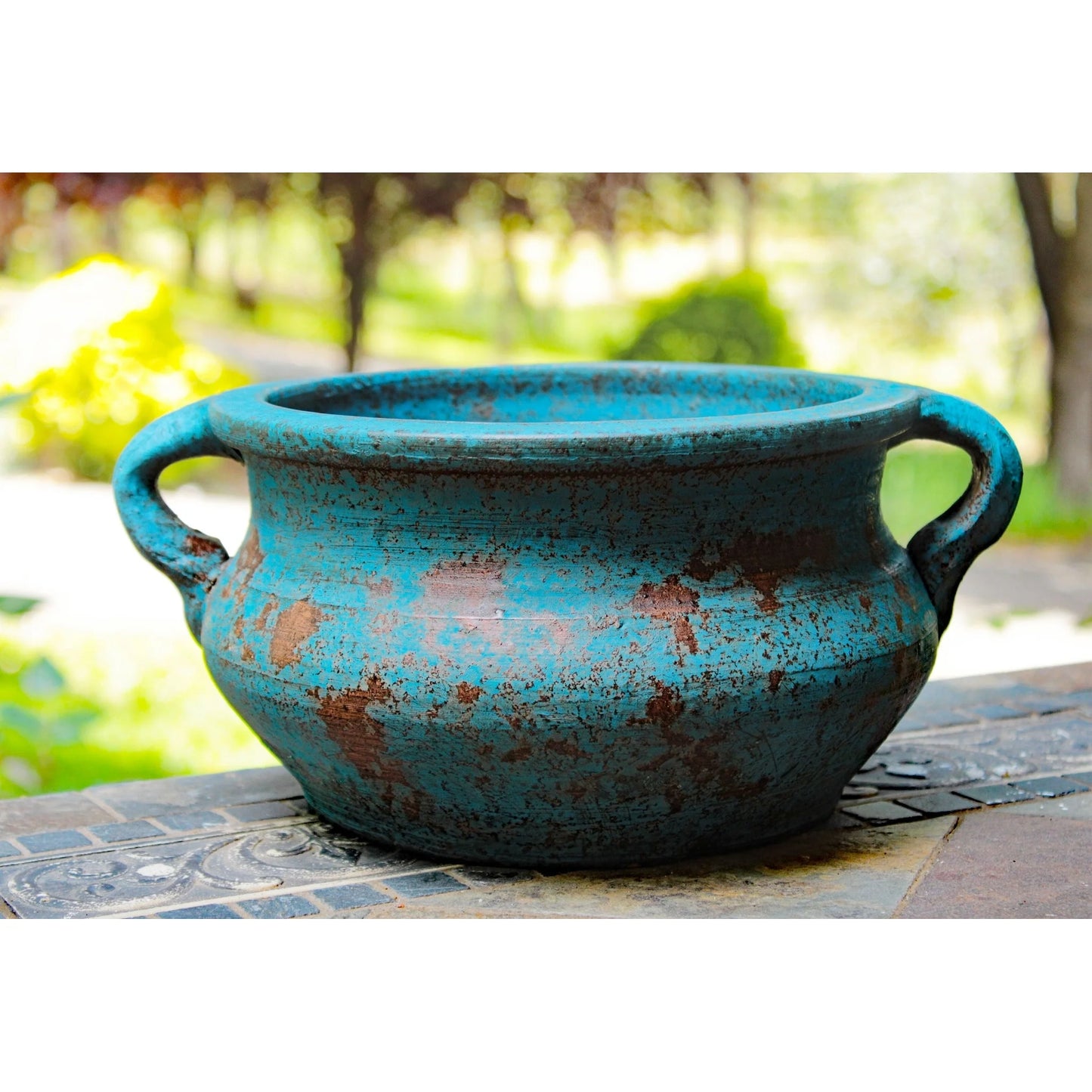Egyptian Era Terracotta Planter in Blue,Green, Red, Purple in 2 sizes