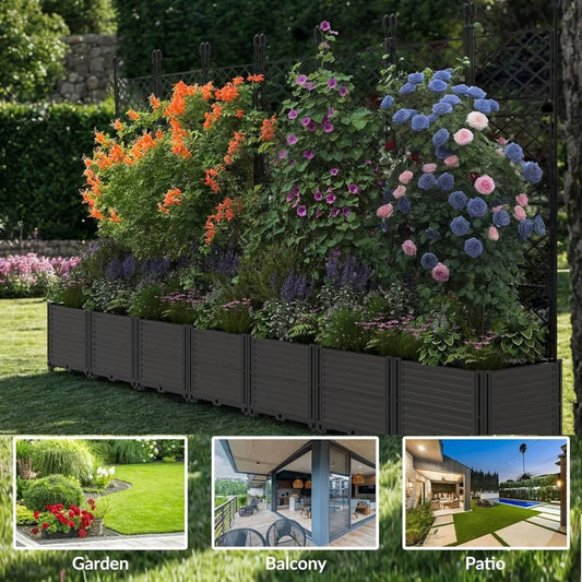 Plant Box, Raised Garden Bed with Trellis for Backyard Patio
