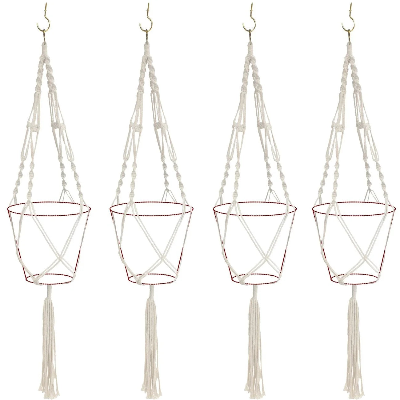 Macrame Plant Hanger (4, 6, 8 Pack) Indoor Outdoor Hanging Plant Pots Cotton Rope, Elegant for Home, Patio, Garden