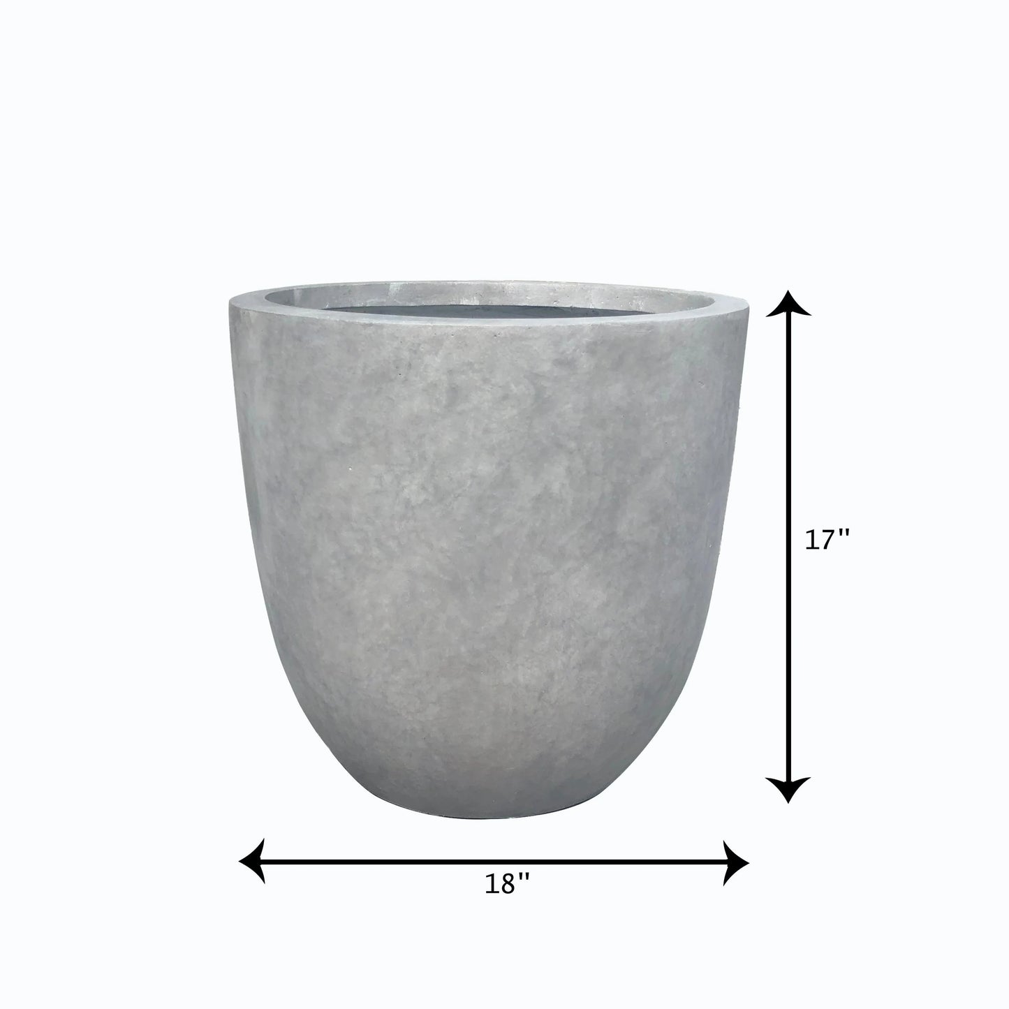 Kante Lightweight Round Outdoor Planter, 18 Inch Diameter, Concrete - 18"W x 18"L x 17"H