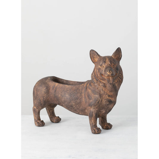 Sullivans Corgi Planter 16"H Brown - 18"L x 7"W x 16"H