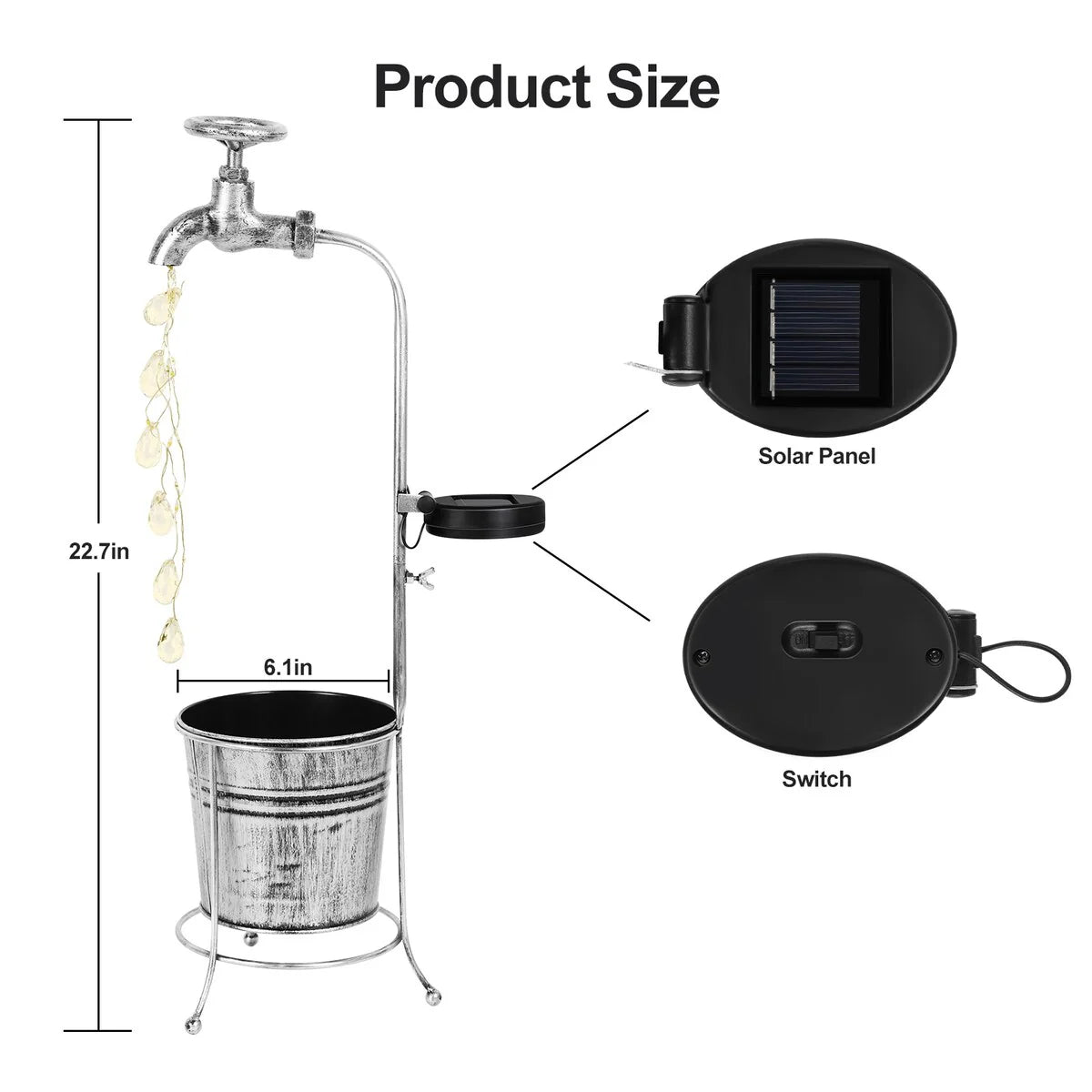 Solar Shower Garden Art Light Decoration LED Fairy Lights with Planter