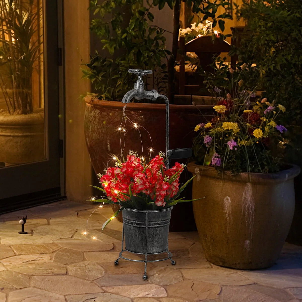 Solar Shower Garden Art Light Decoration LED Fairy Lights with Planter