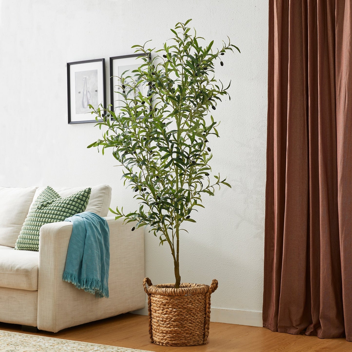 Glitzhome Real Touch Olive Artificial Tree With Black Pot
